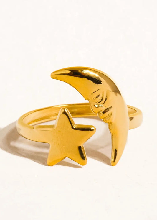 All Gold Star and Moon Ring
