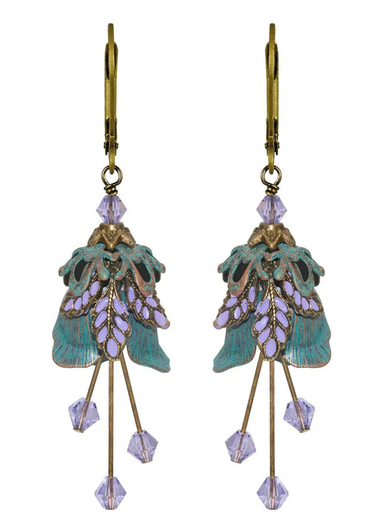 Flower Fairy: Rose Flower Hand Painted Leaves Earrings