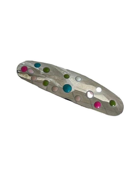 Polka Dot Silver Hair Clip