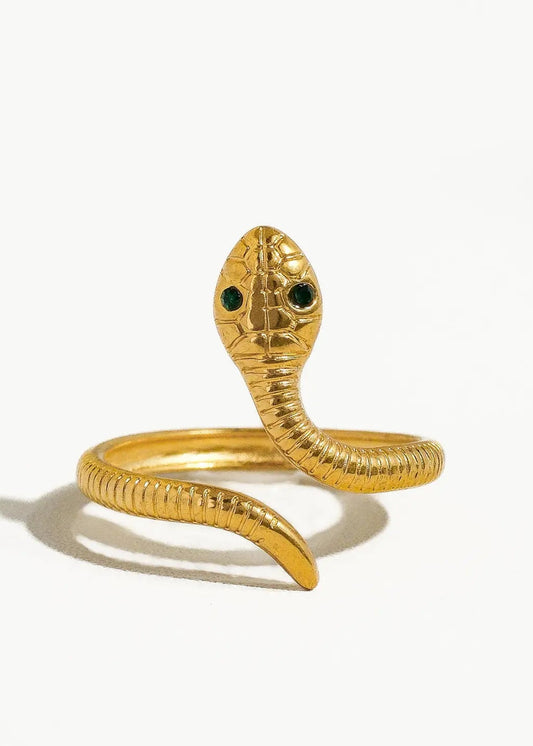 Echidna Non-Tarnish Adjustable Serpent Ring