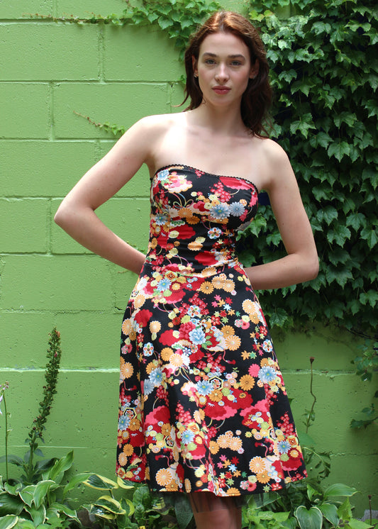 Colorful Flower Strapless Dress