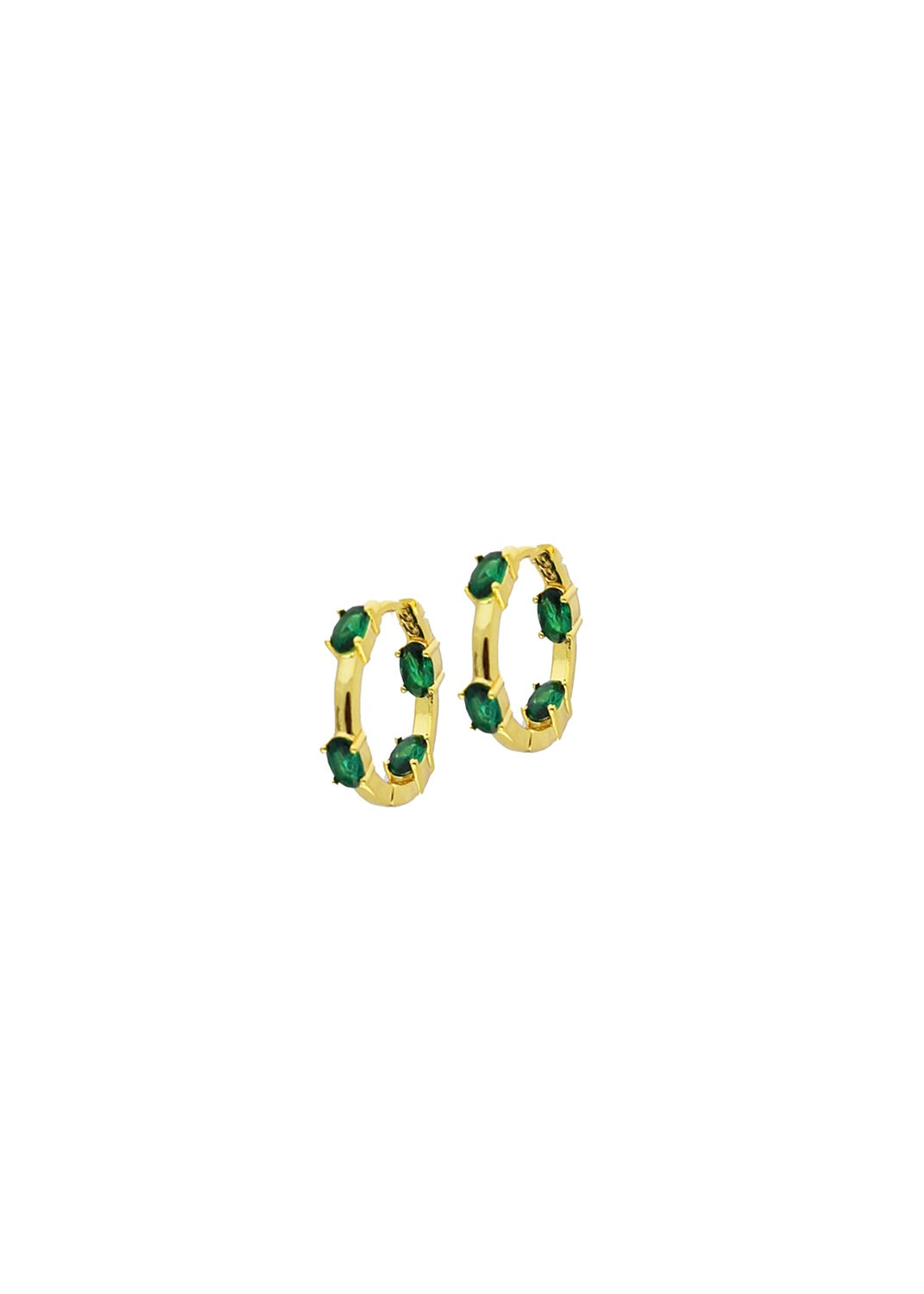 Gold Plate Emerald Hoop Earring