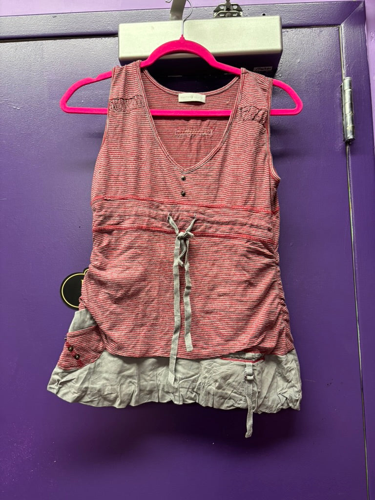 LM827 Cache Red and Grey Striped Utility Tank Top