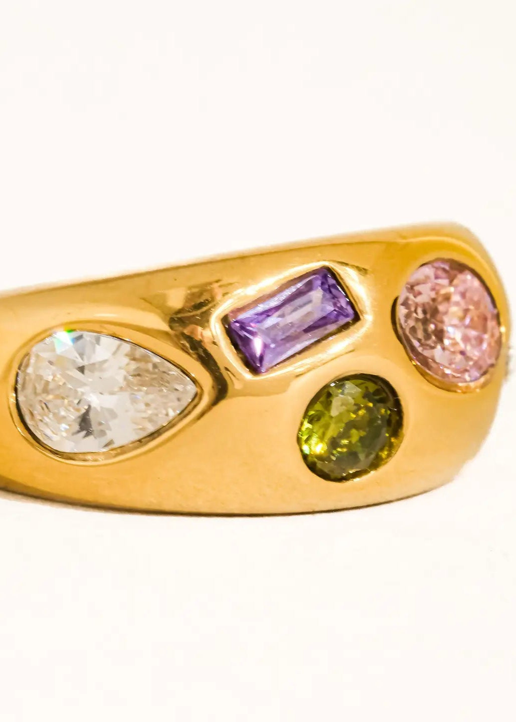 Colorful Cz Dome Ring