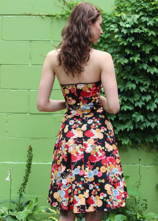 Colorful Flower Strapless Dress
