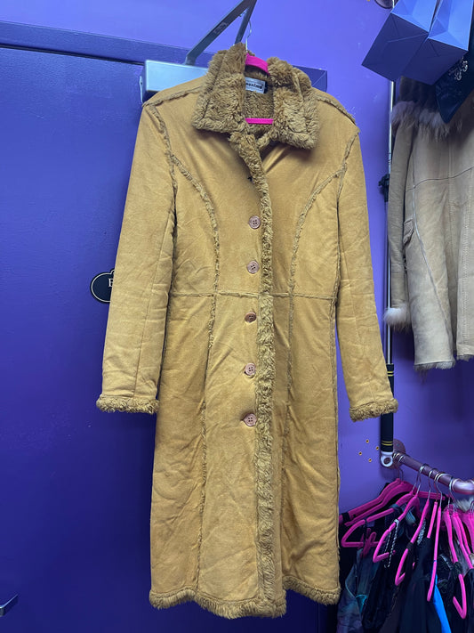 LM954 Anonima Yellow Fur Lined Long Coat