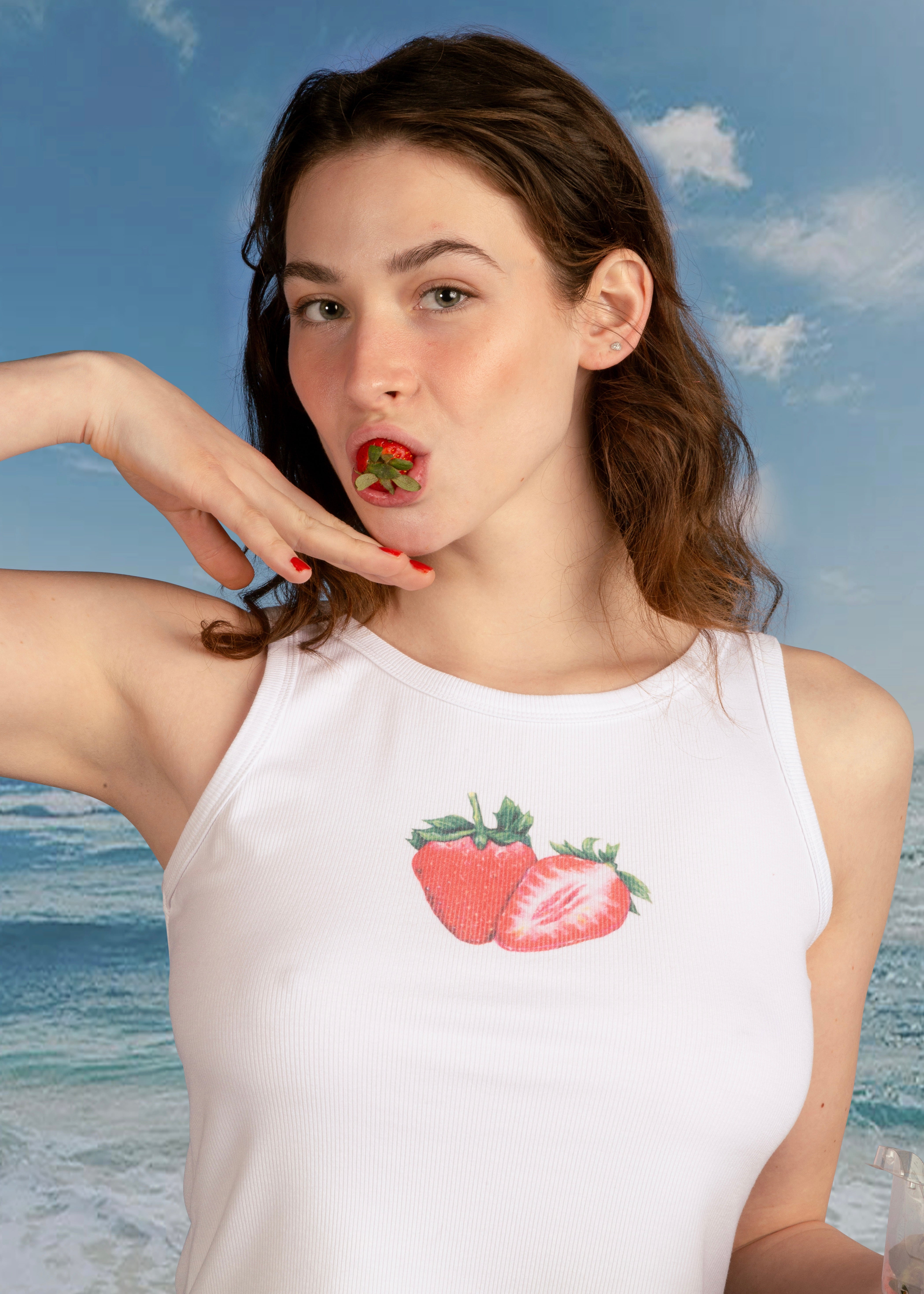 strawberry print tank top