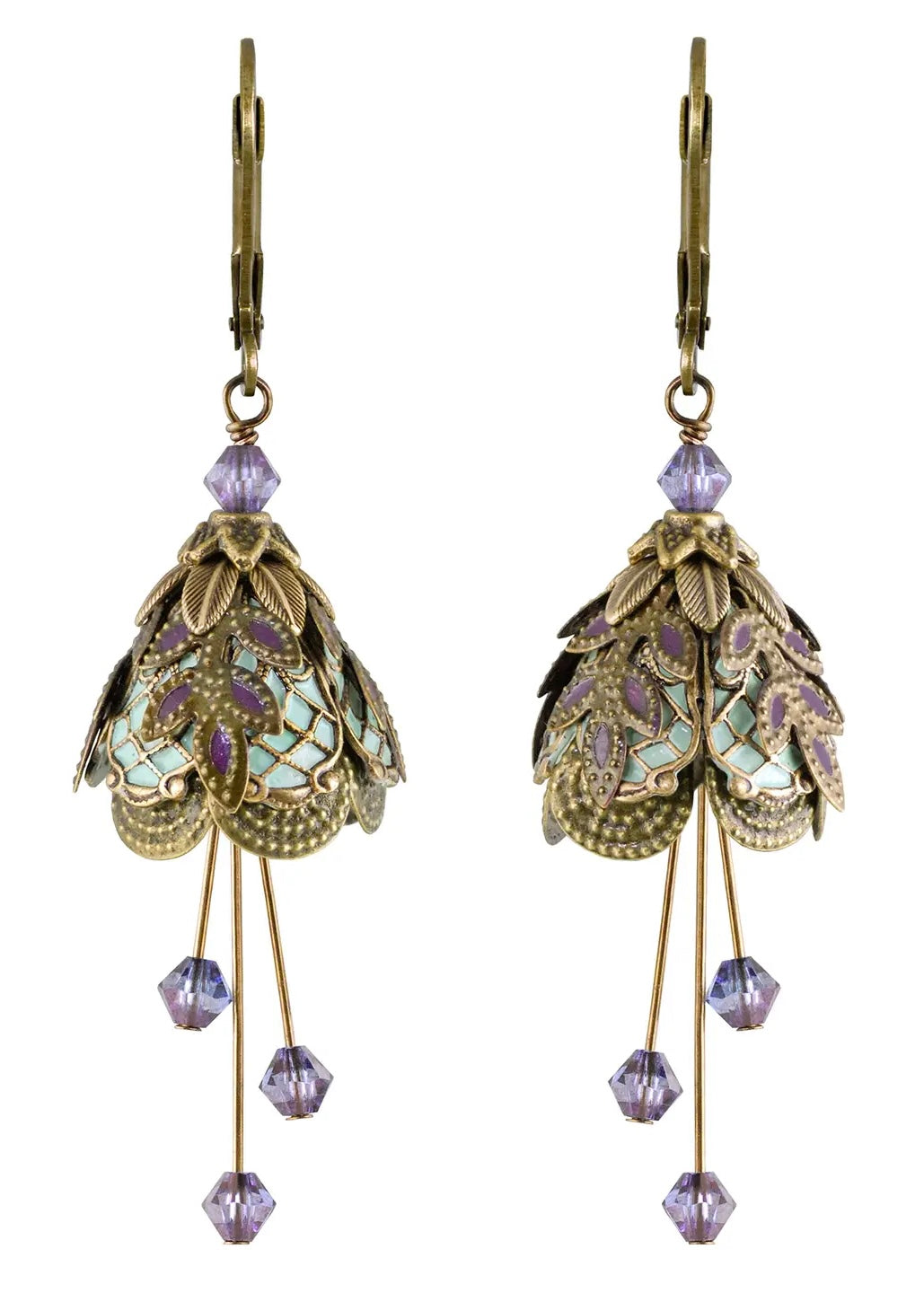 Hand Painted Art Deco Earrings with Crystals