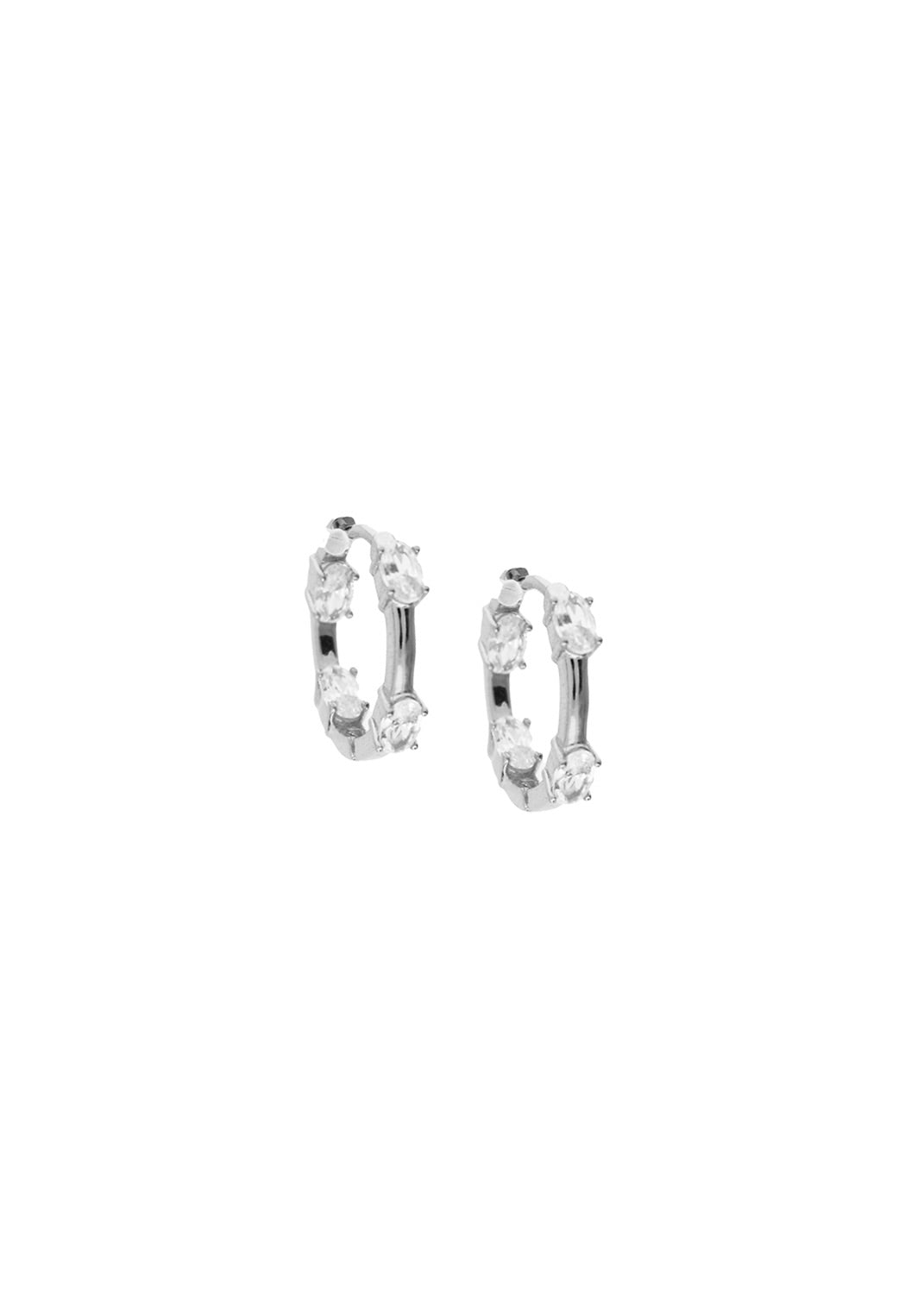 Silver Clear CZ Small Hoop Earrings