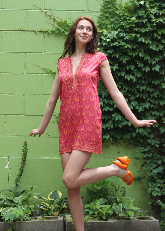 Calypso Pink and Orange Patterned Dress