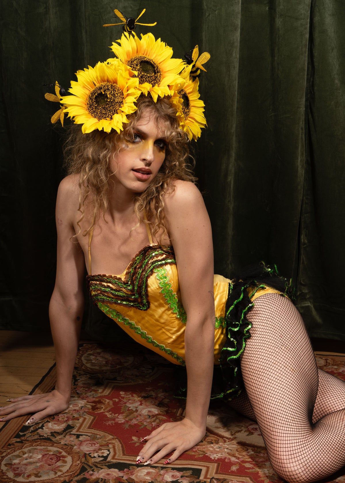 1950s Yellow Showgirl Leotard