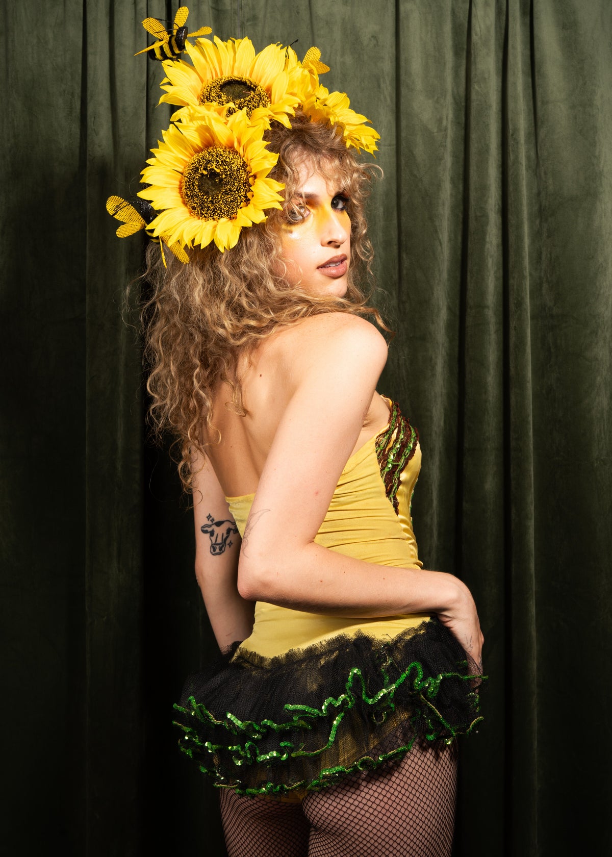 1950s Yellow Showgirl Leotard