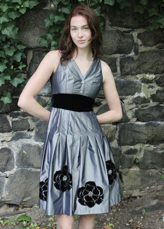 Velvet Applique Formal Dress