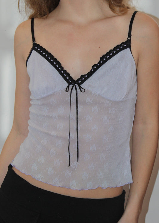 Victoria's Secret Lavender Lace Cami with Black Trim
