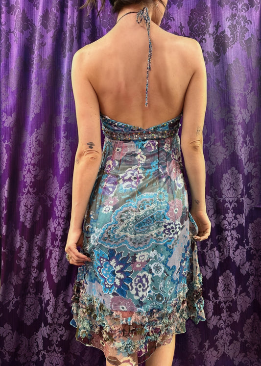 Blue Beaded Sue Wong Dress
