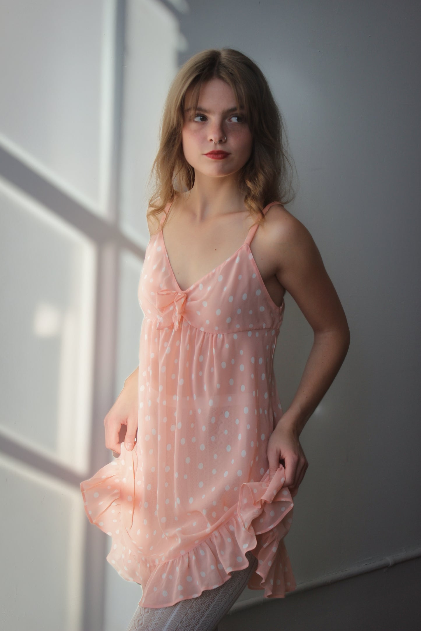 Oscar De La Renta Pink Label Polka Dot Sheer Dress