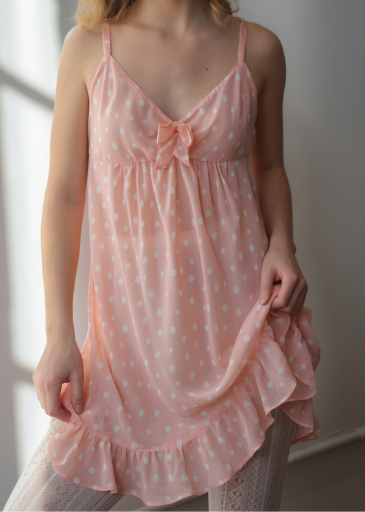 Oscar De La Renta Pink Label Polka Dot Sheer Dress