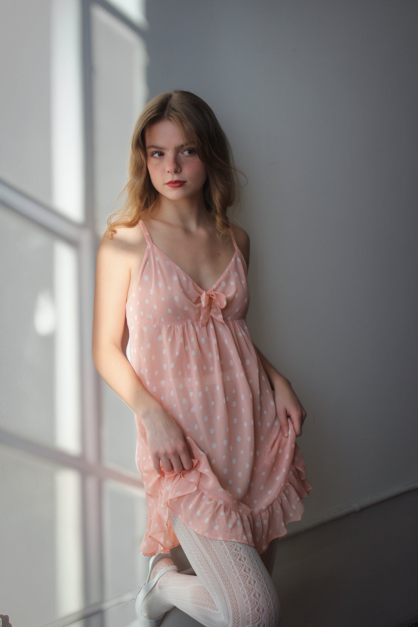 Oscar De La Renta Pink Label Polka Dot Sheer Dress