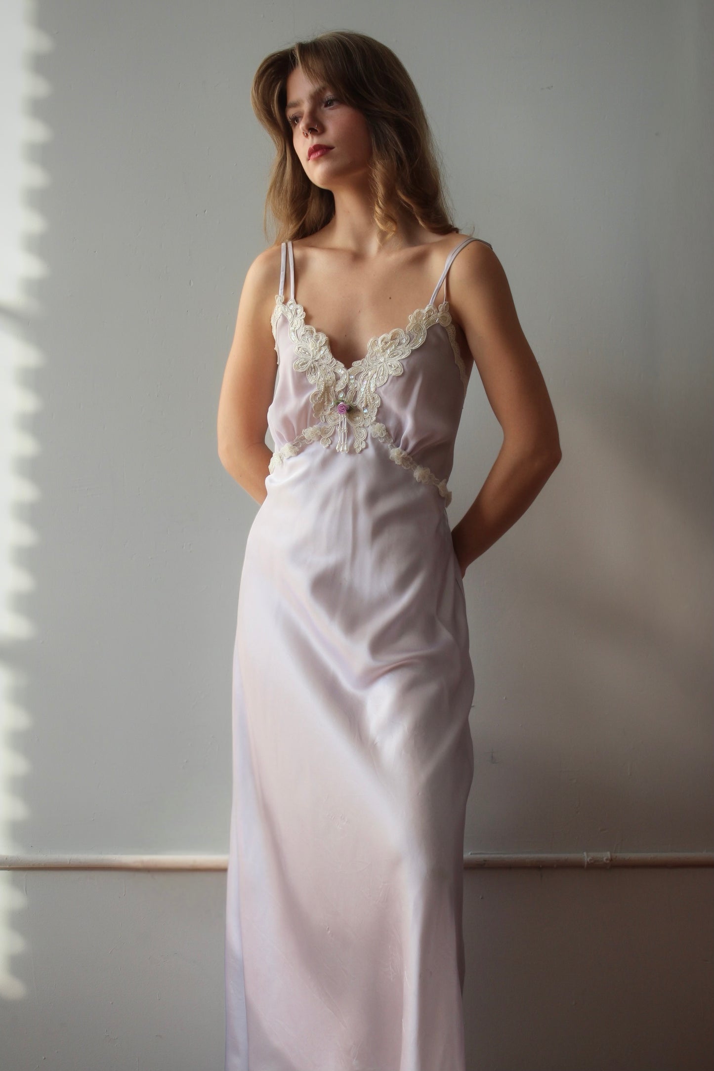 Private Luxuries Lavender Beaded Slip Dress
