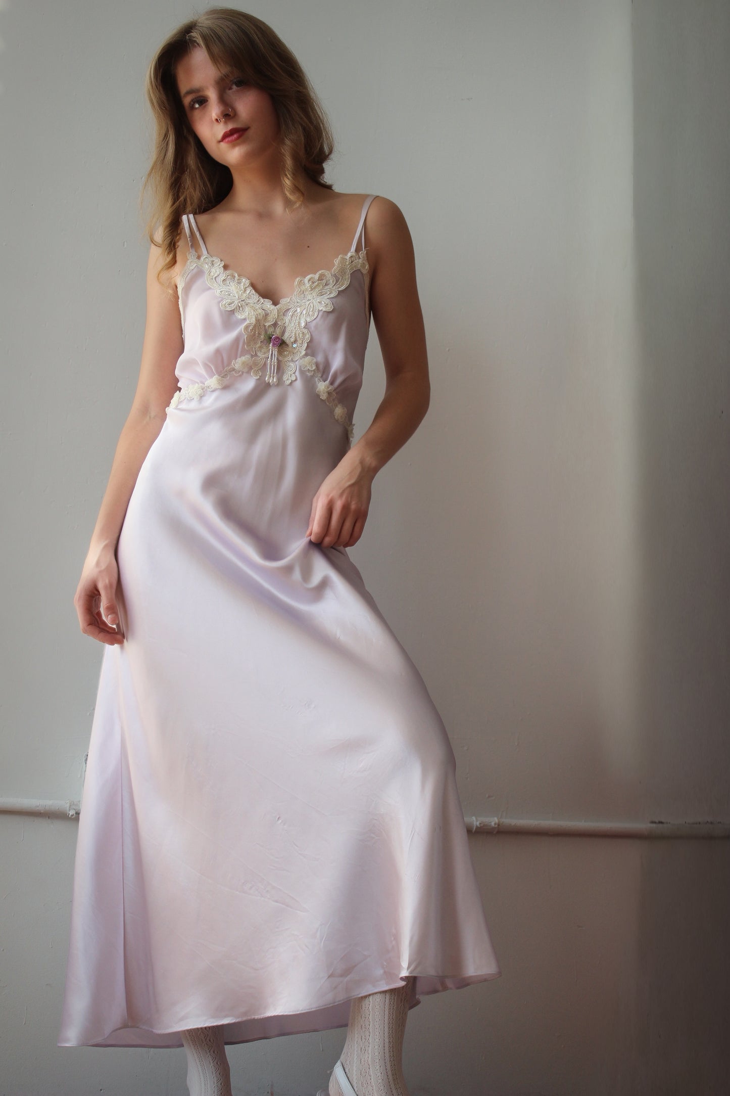 Private Luxuries Lavender Beaded Slip Dress