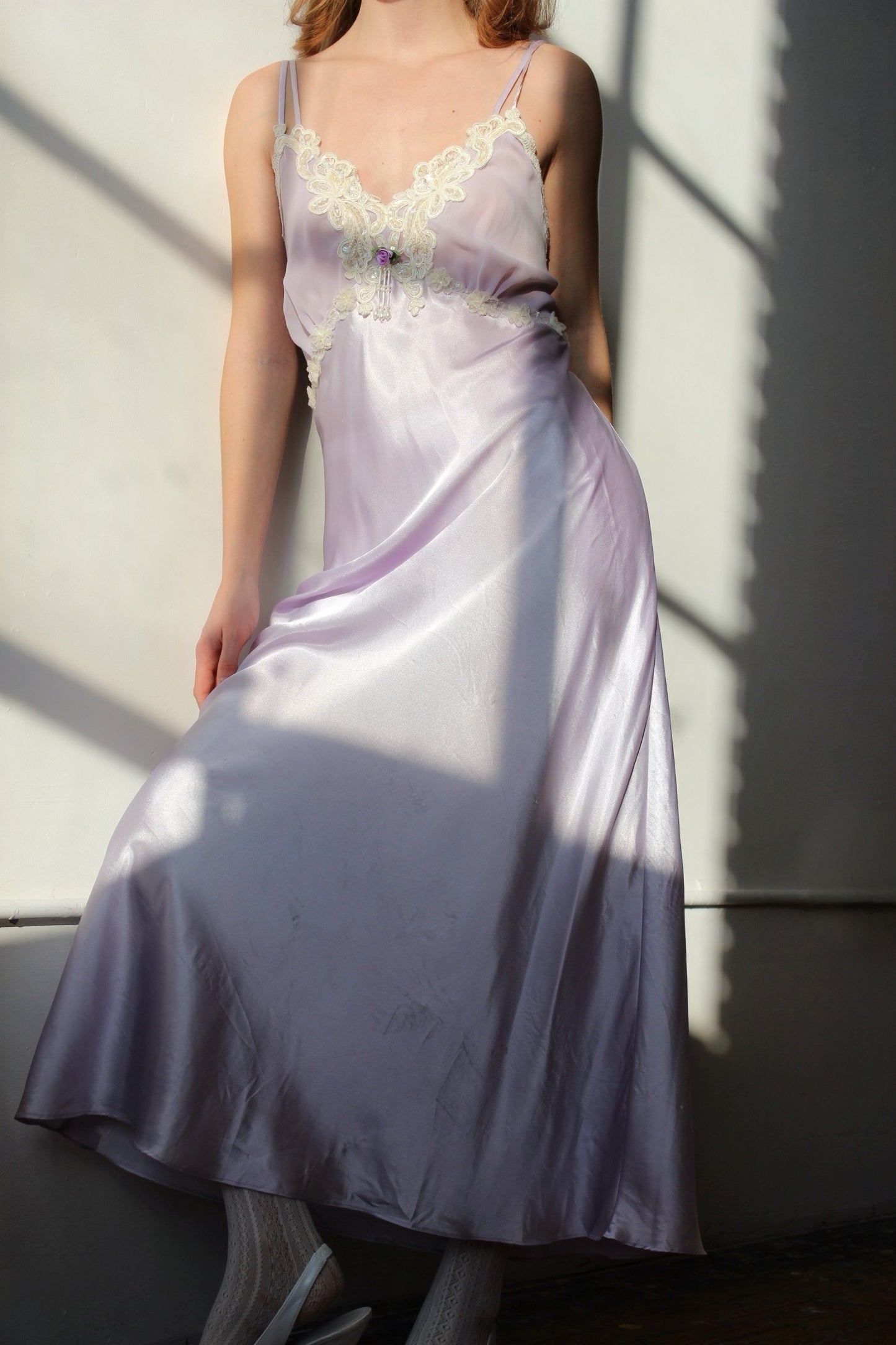 Private Luxuries Lavender Beaded Slip Dress