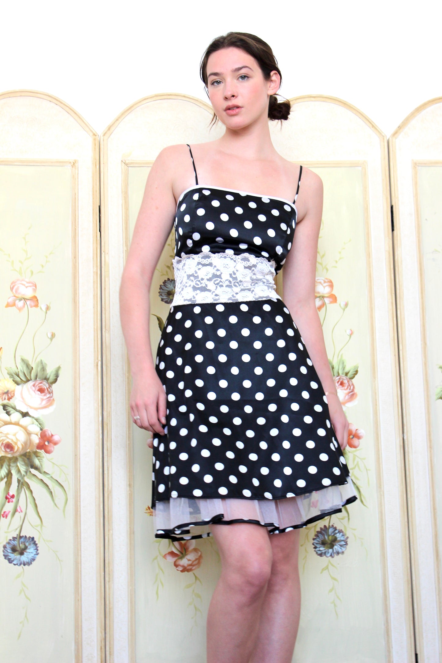Finesse Polka Dot & Lace Dress