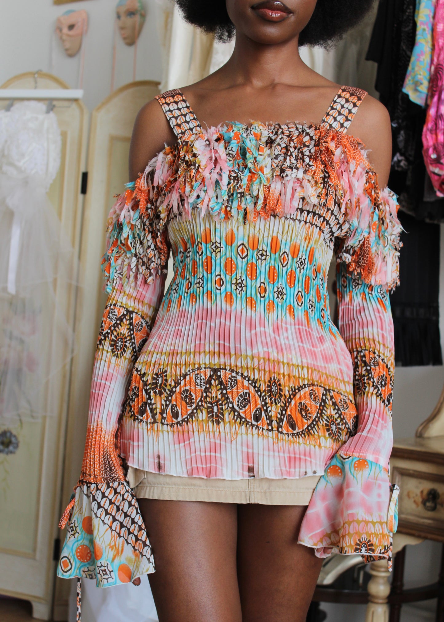 Kaelyn Max II Multi Colored Off-the-Shoulder Ruffle Top