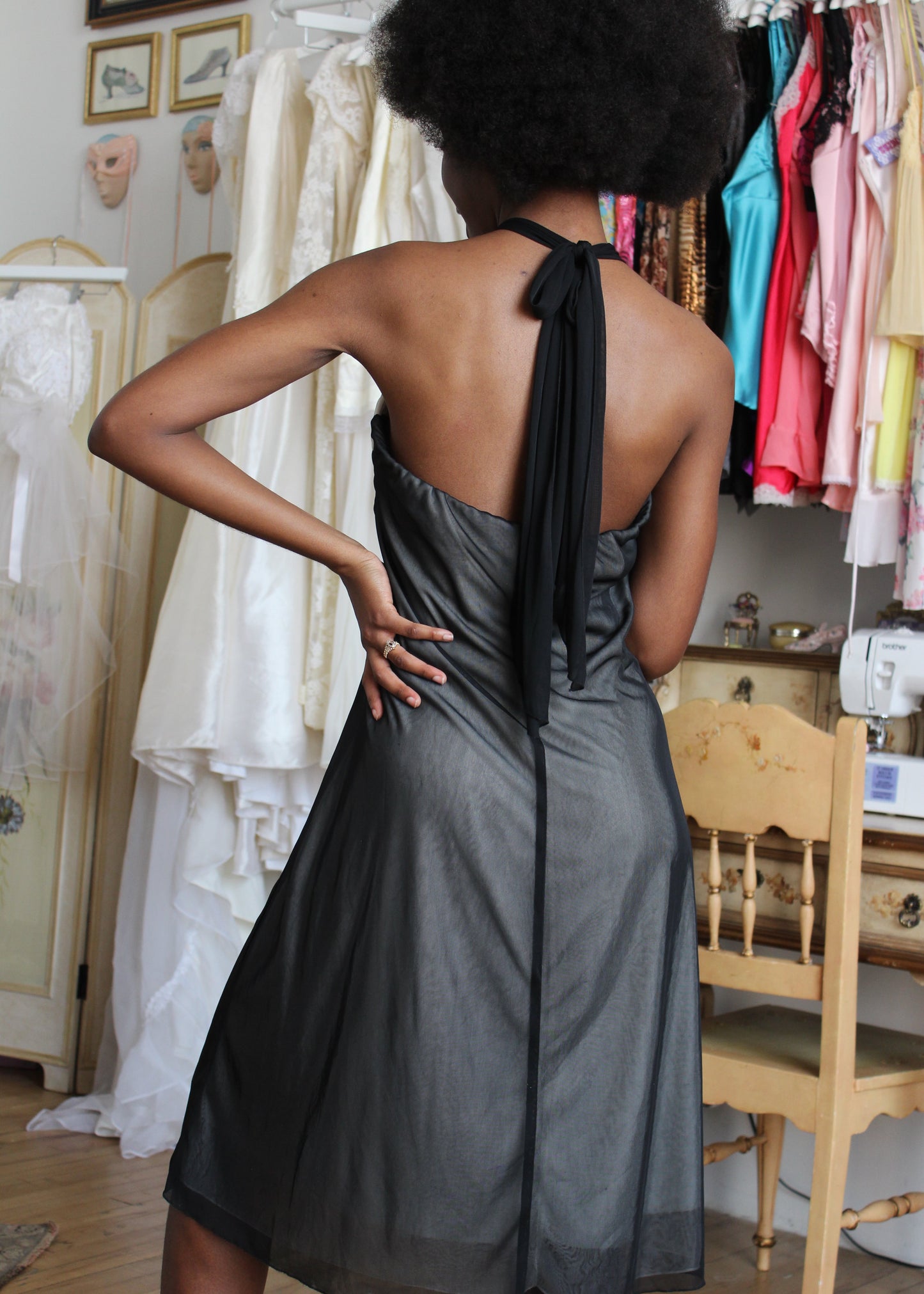 Taboo Black and White Halter Dress