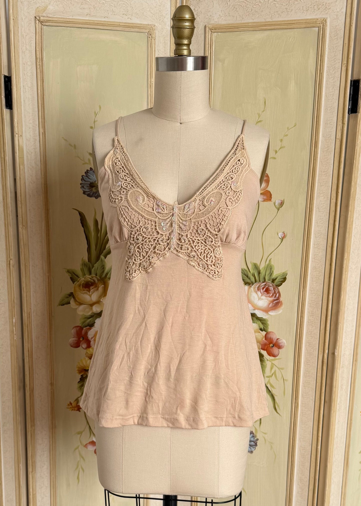 Butterfly Sequin Embroidered Tank Top