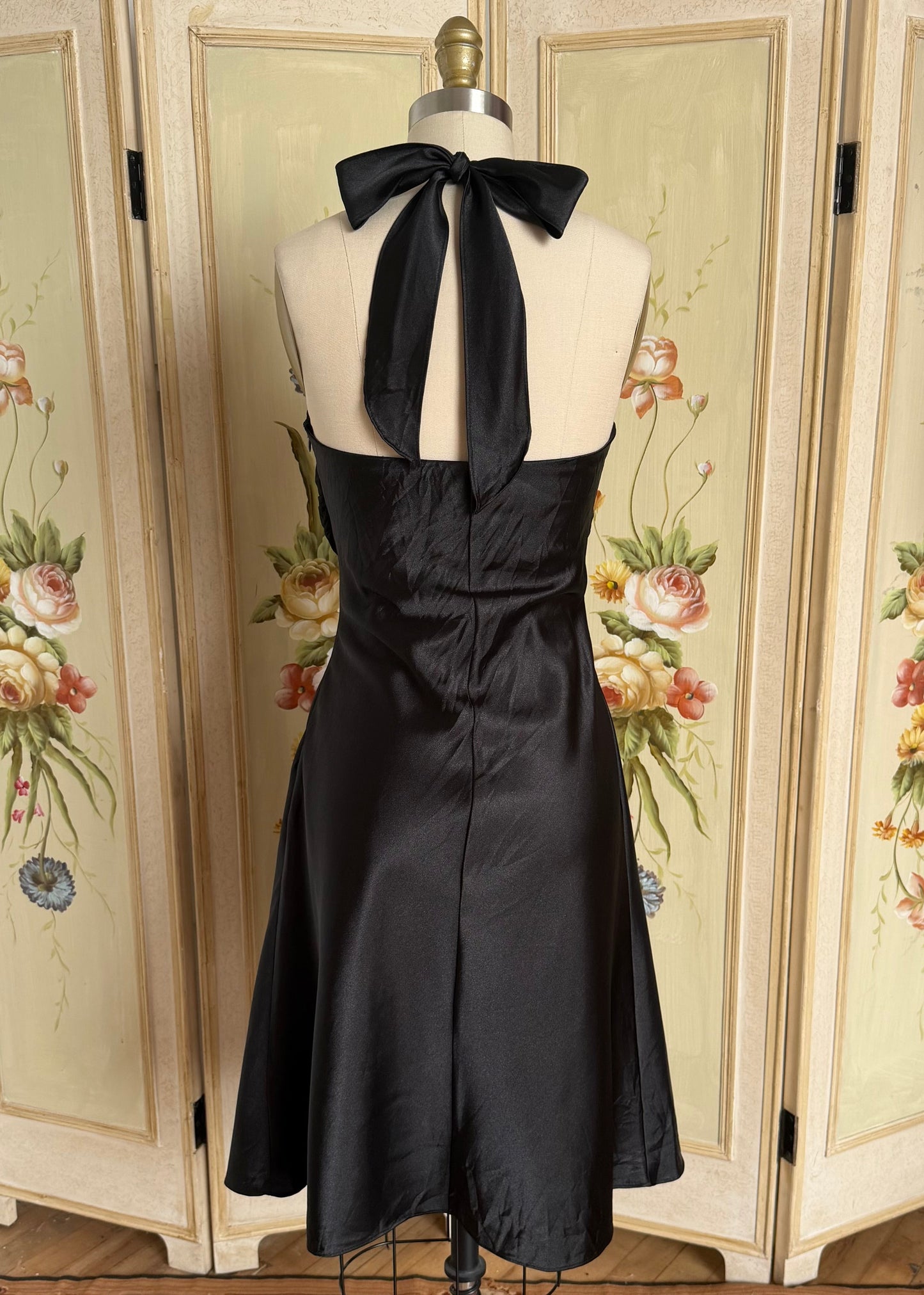 Black Sequin Halter Dress