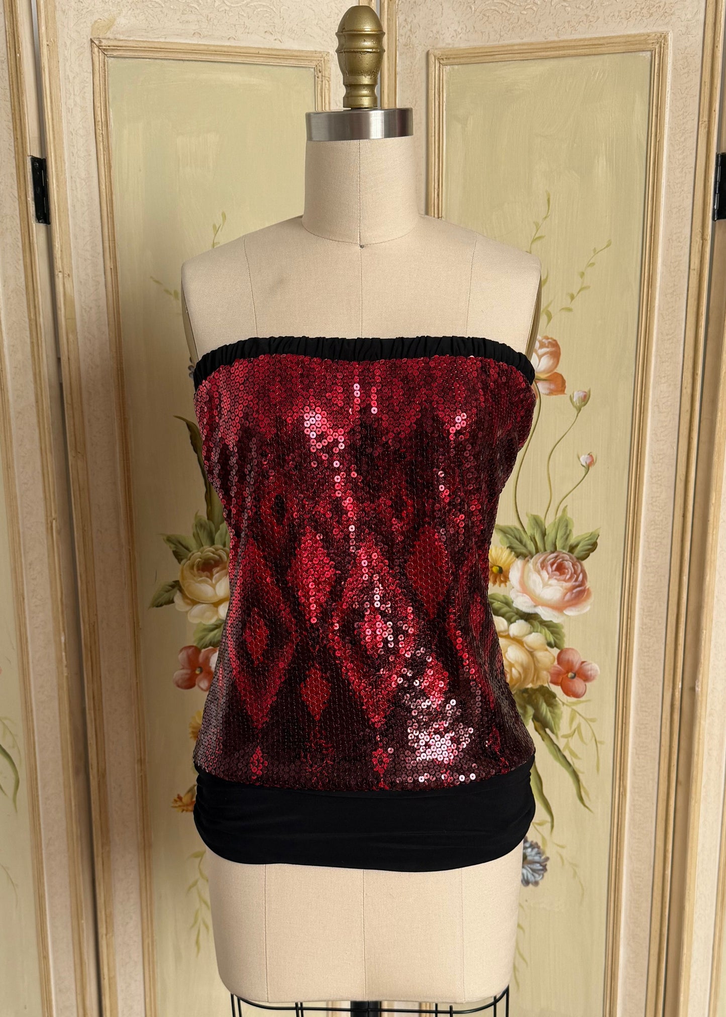 Red and Black Sequin Tube Top