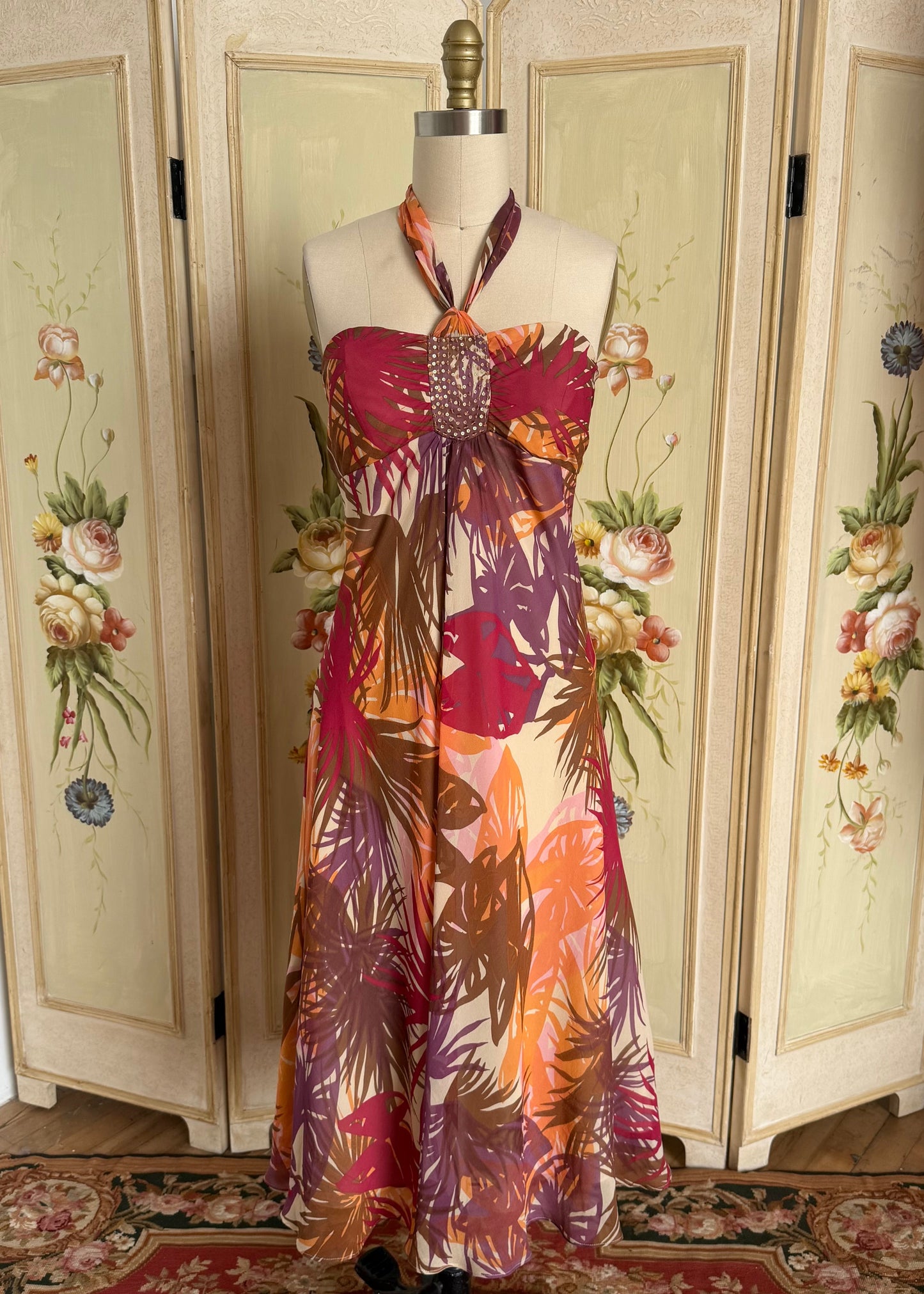 BCBG 100% Silk Floral Dress