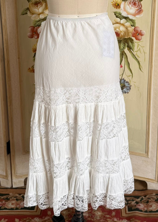 1970's White Lace Prairie Skirt