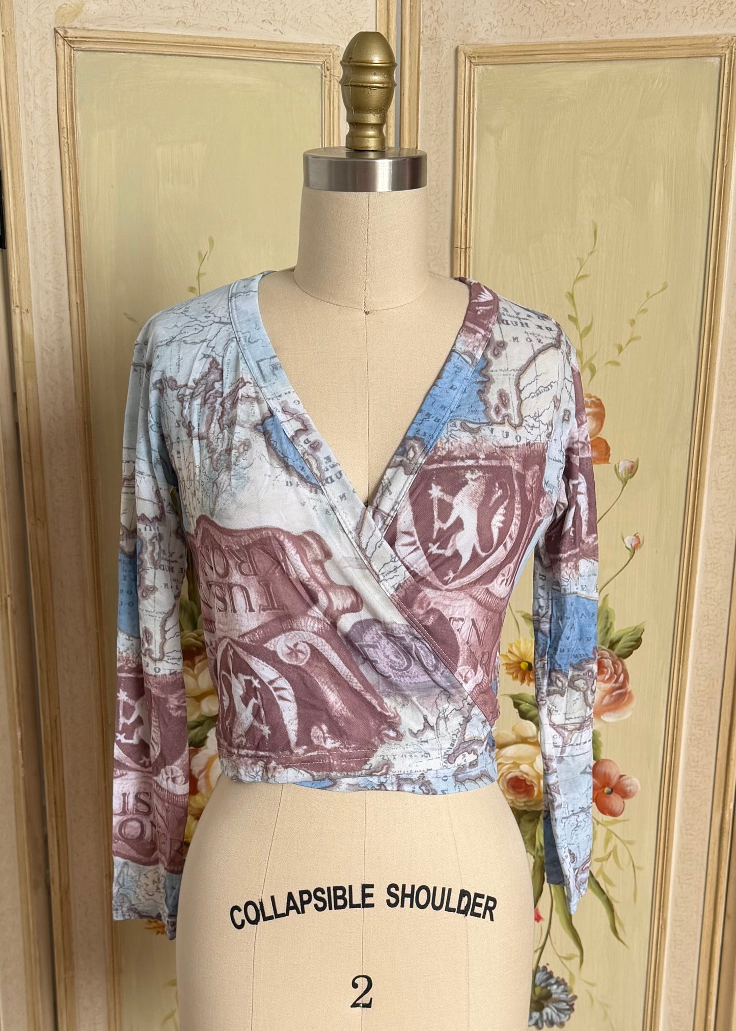 Y2K Deadstock Map Wrap Top