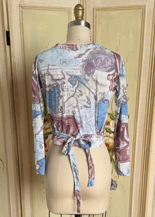 Y2K Deadstock Map Wrap Top