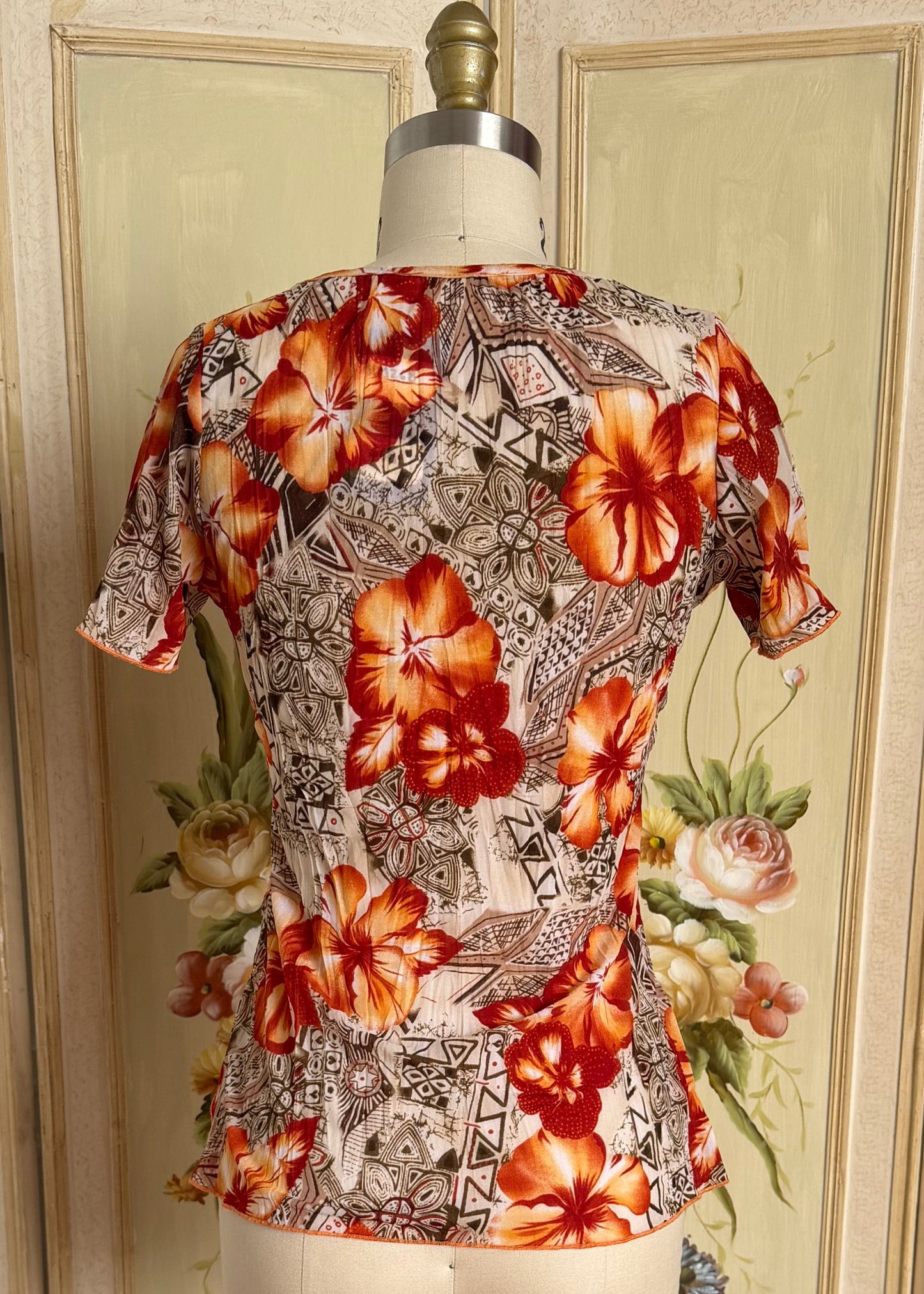 Orange Tropical Sequin Top