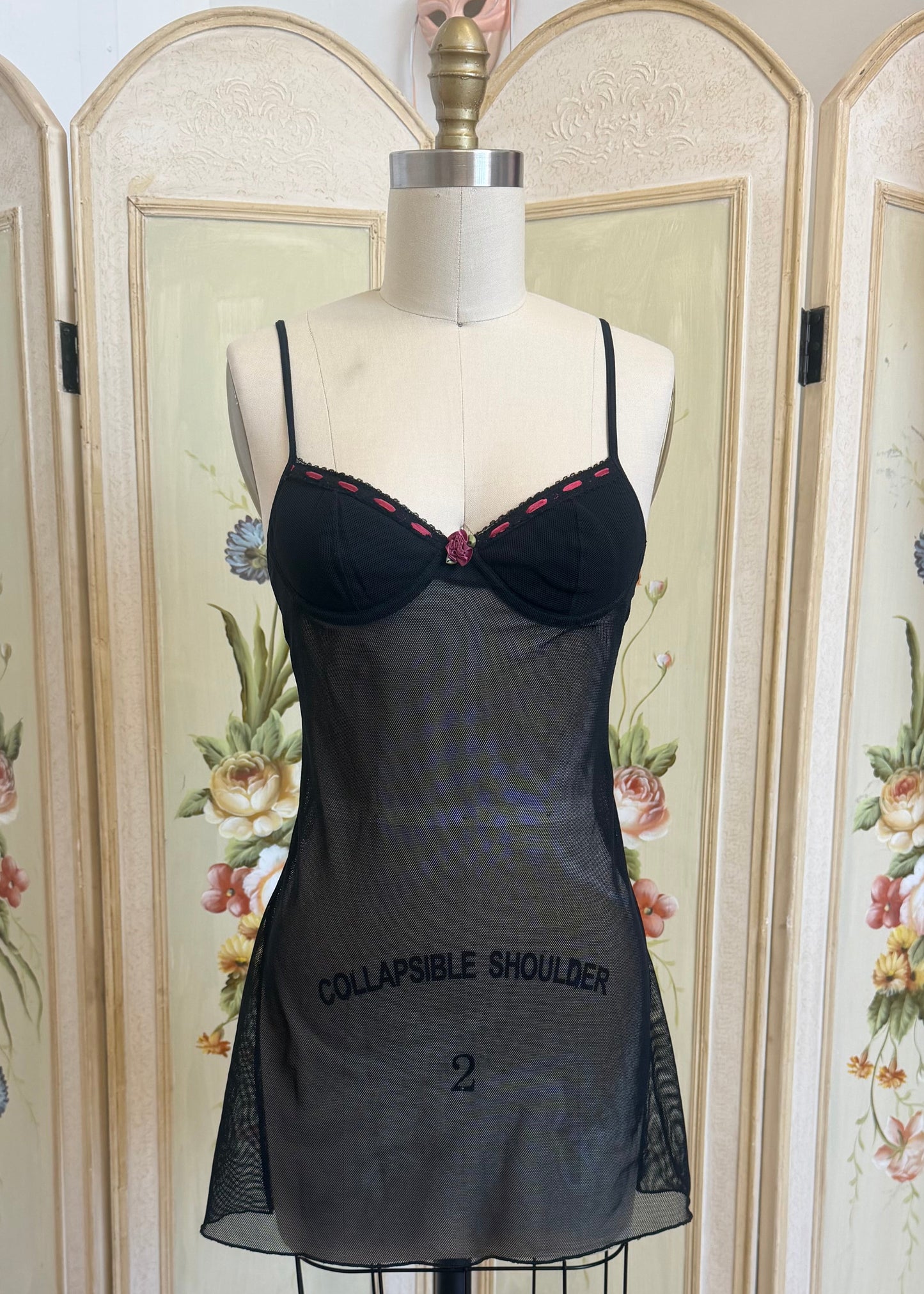 Black Mesh Bustier Slip