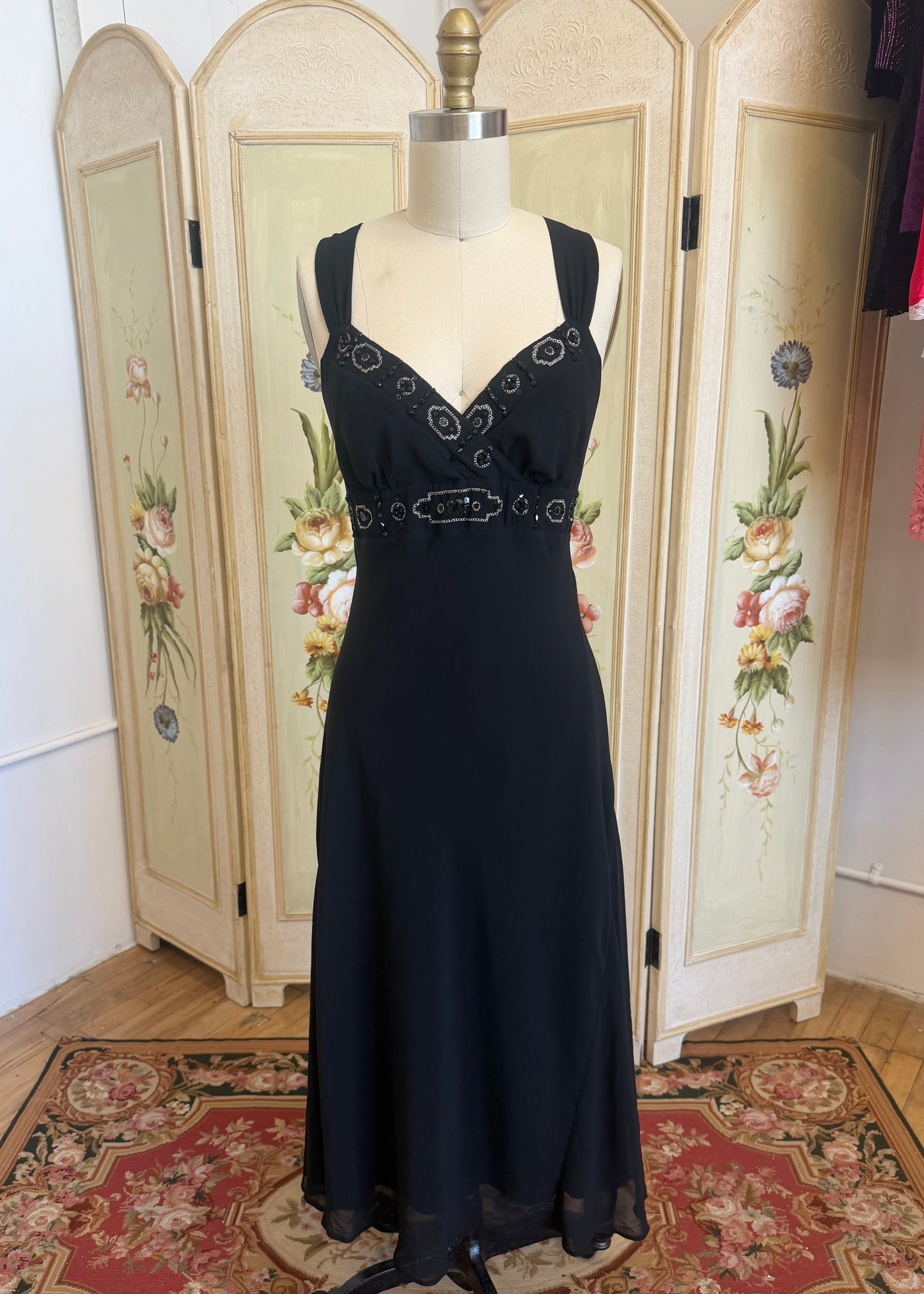 Black Beaded Evening Dress