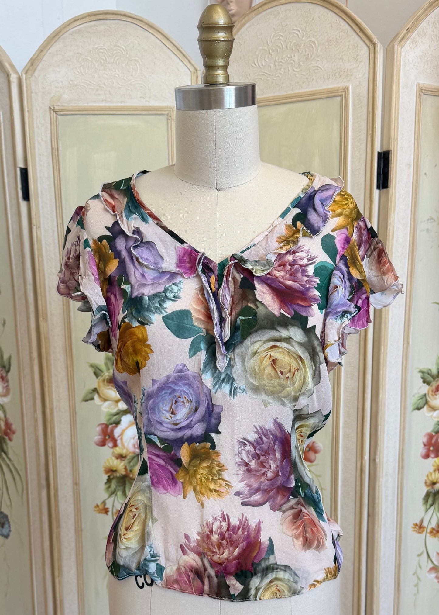 Floral Ruffle Flowy Top