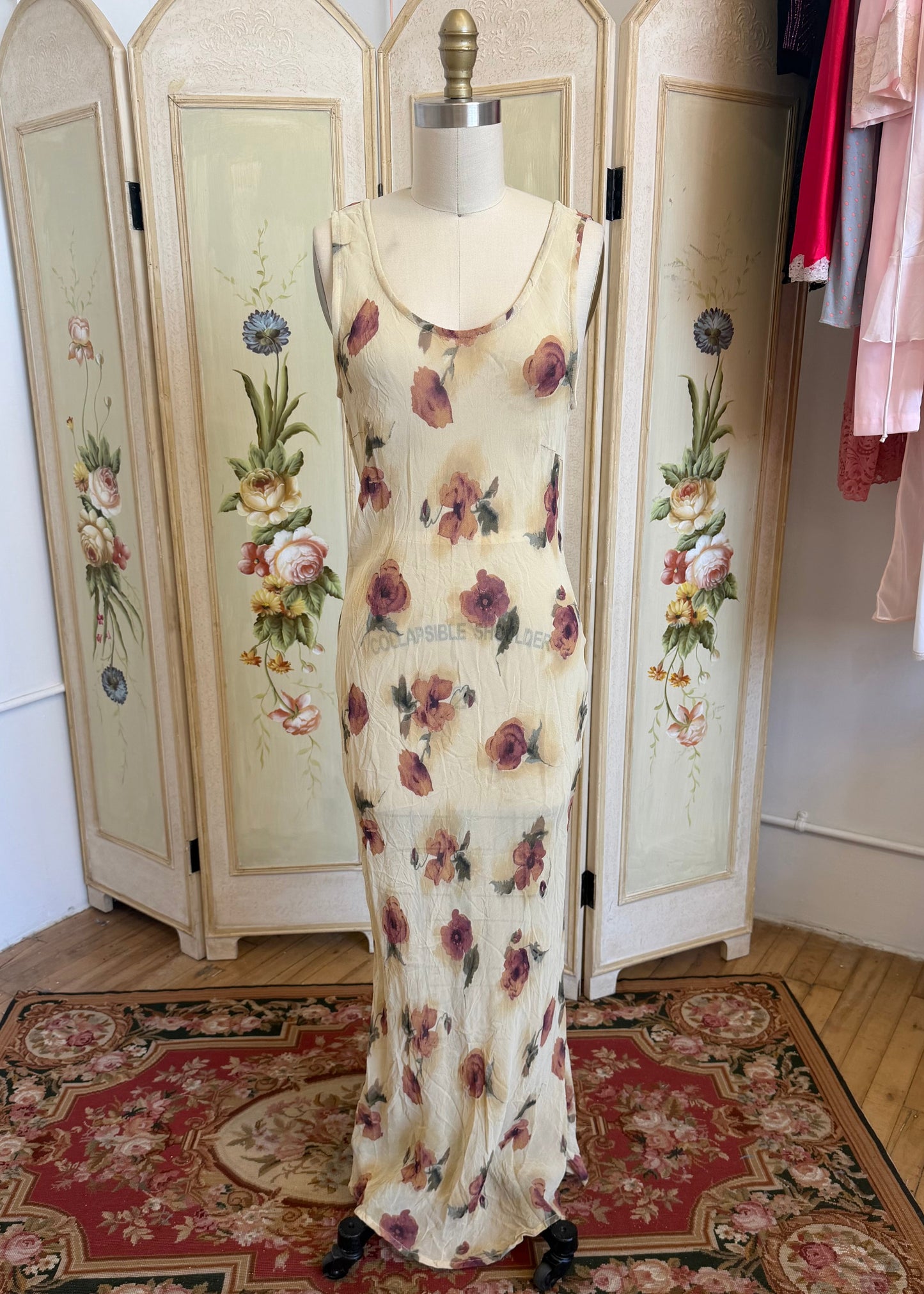Tan Sheer Dress with Roses