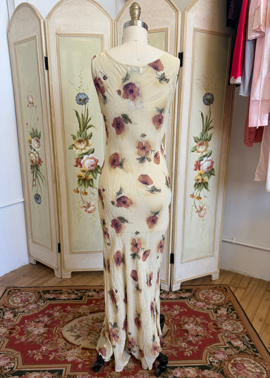 Tan Sheer Dress with Roses