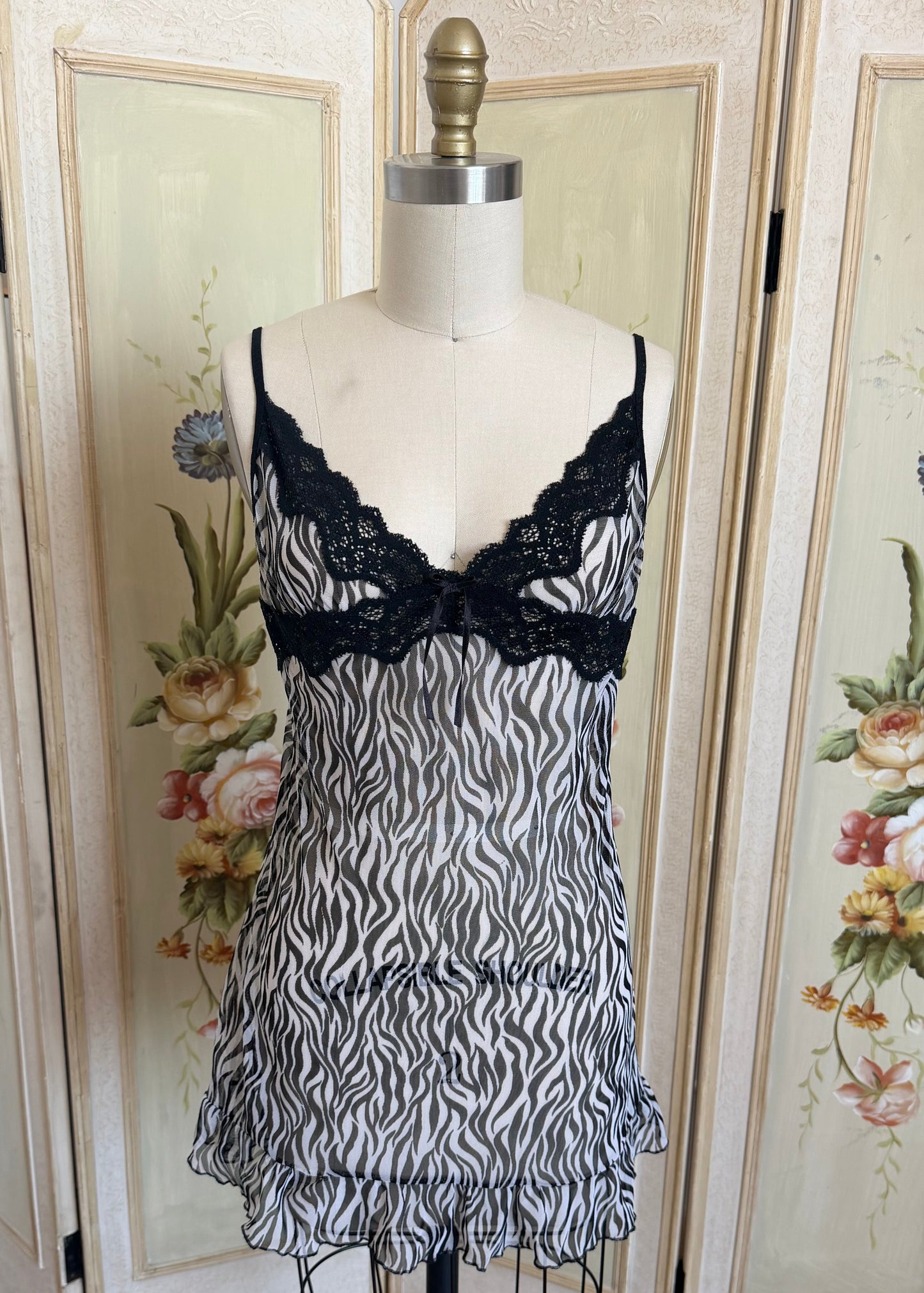 Zebra Mesh Slip Dress