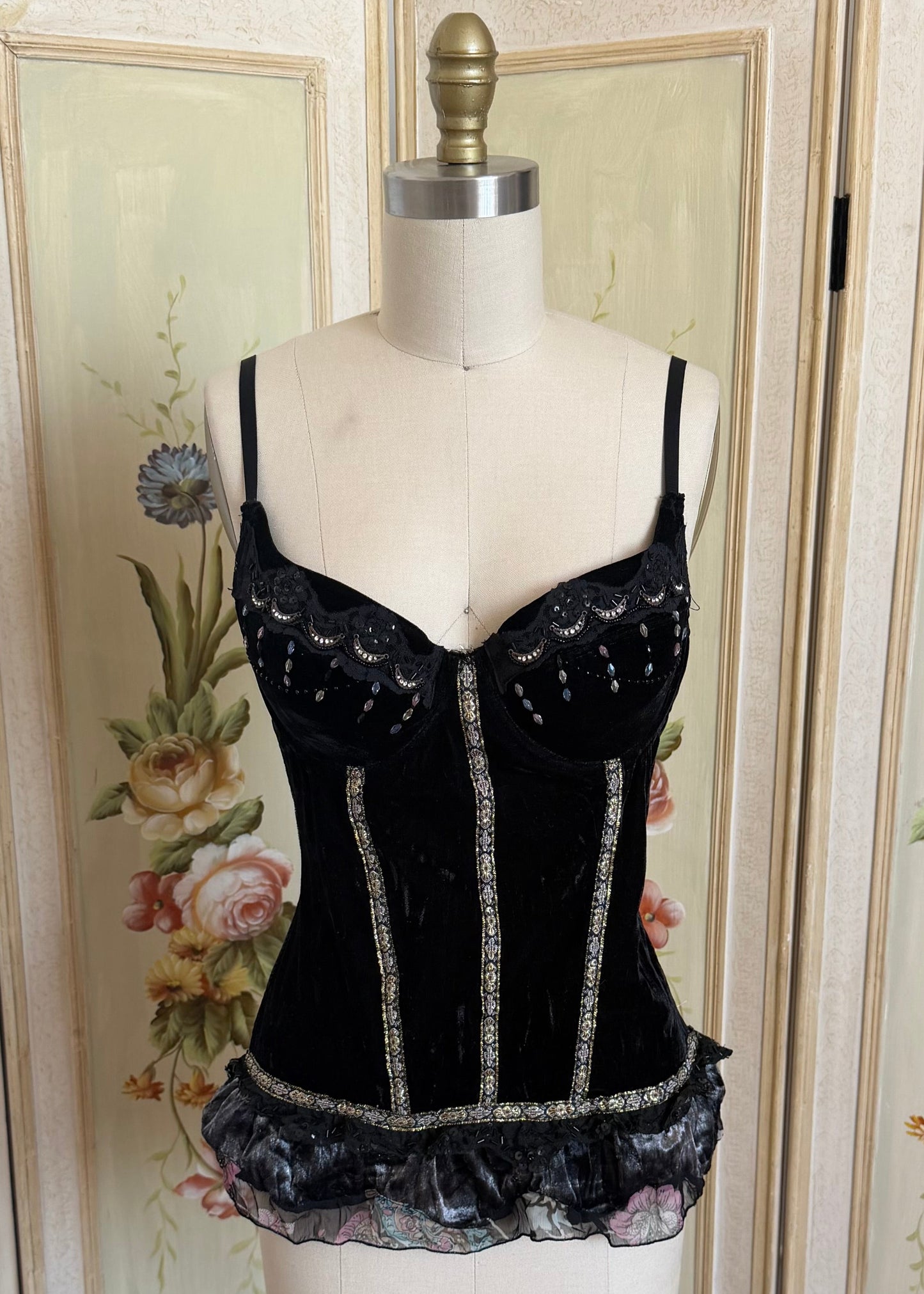 Beaded Velvet Bustier