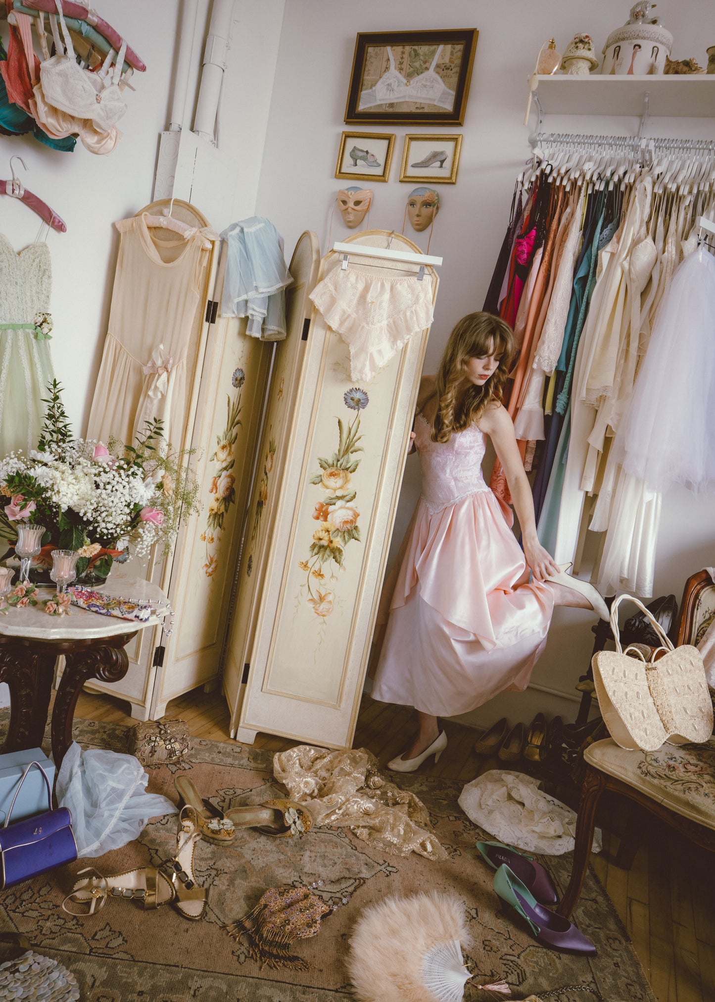Gunne Sax Pink Lace Bow Gown