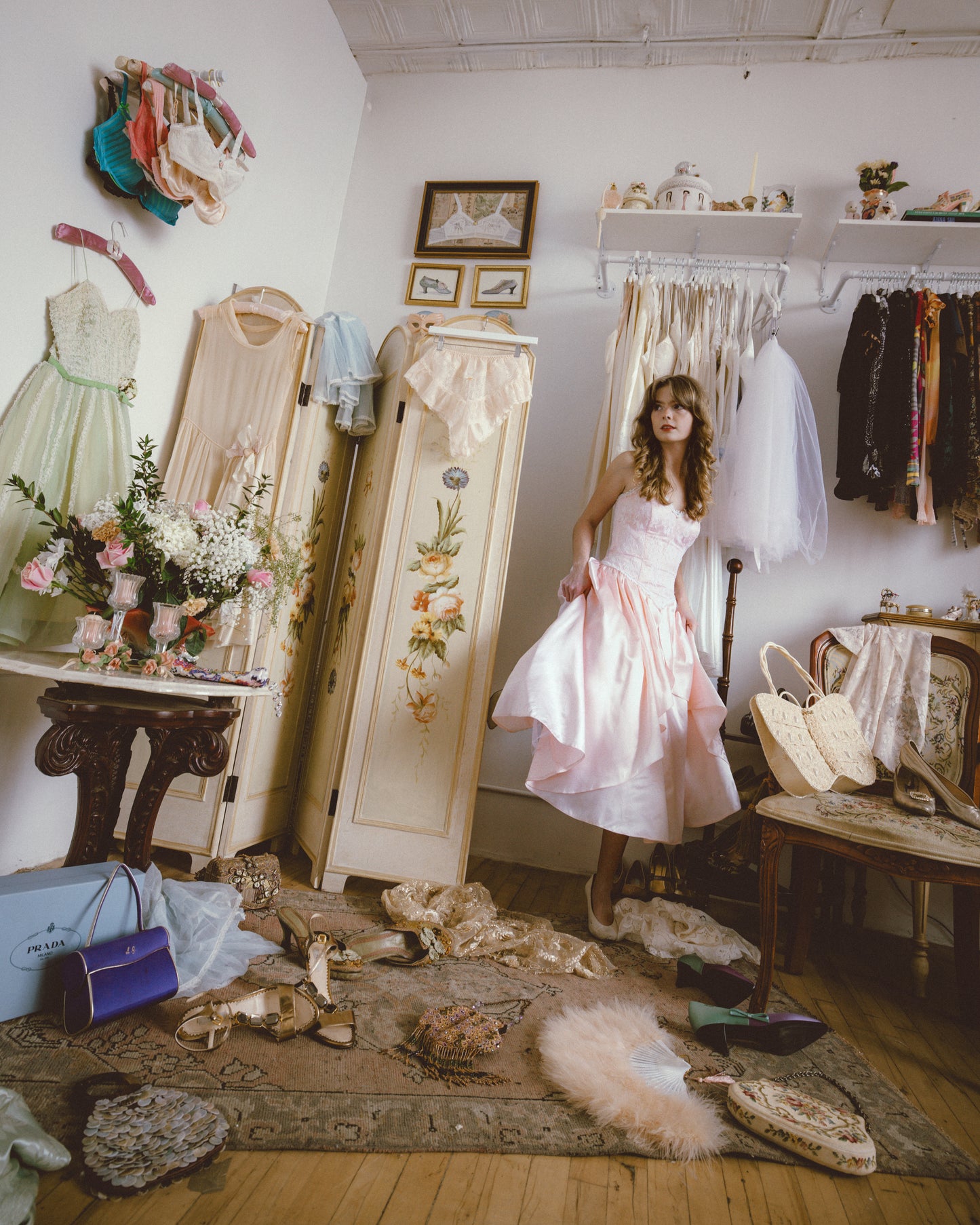 Gunne Sax Pink Lace Bow Gown