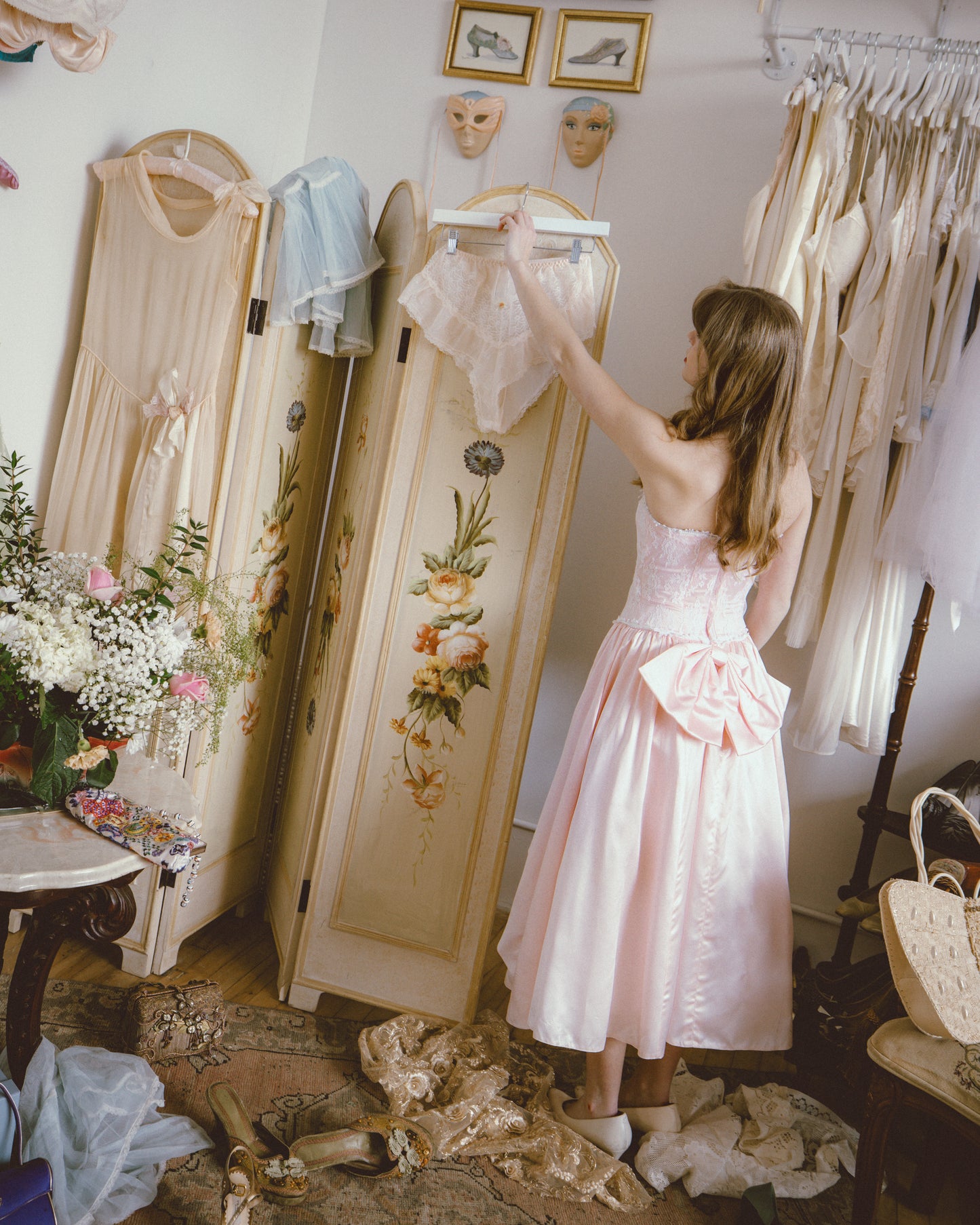 Gunne Sax Pink Lace Bow Gown