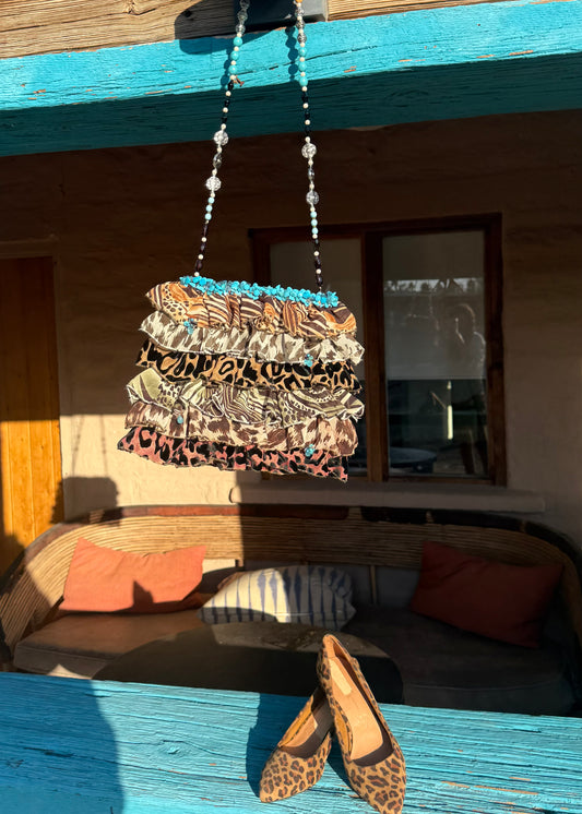 Mary Frances Animal Print and Turquoise Bag