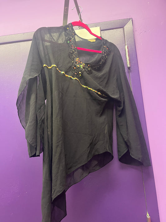 LM761 Lucy Silk Sheer Sequined Long Sleeve