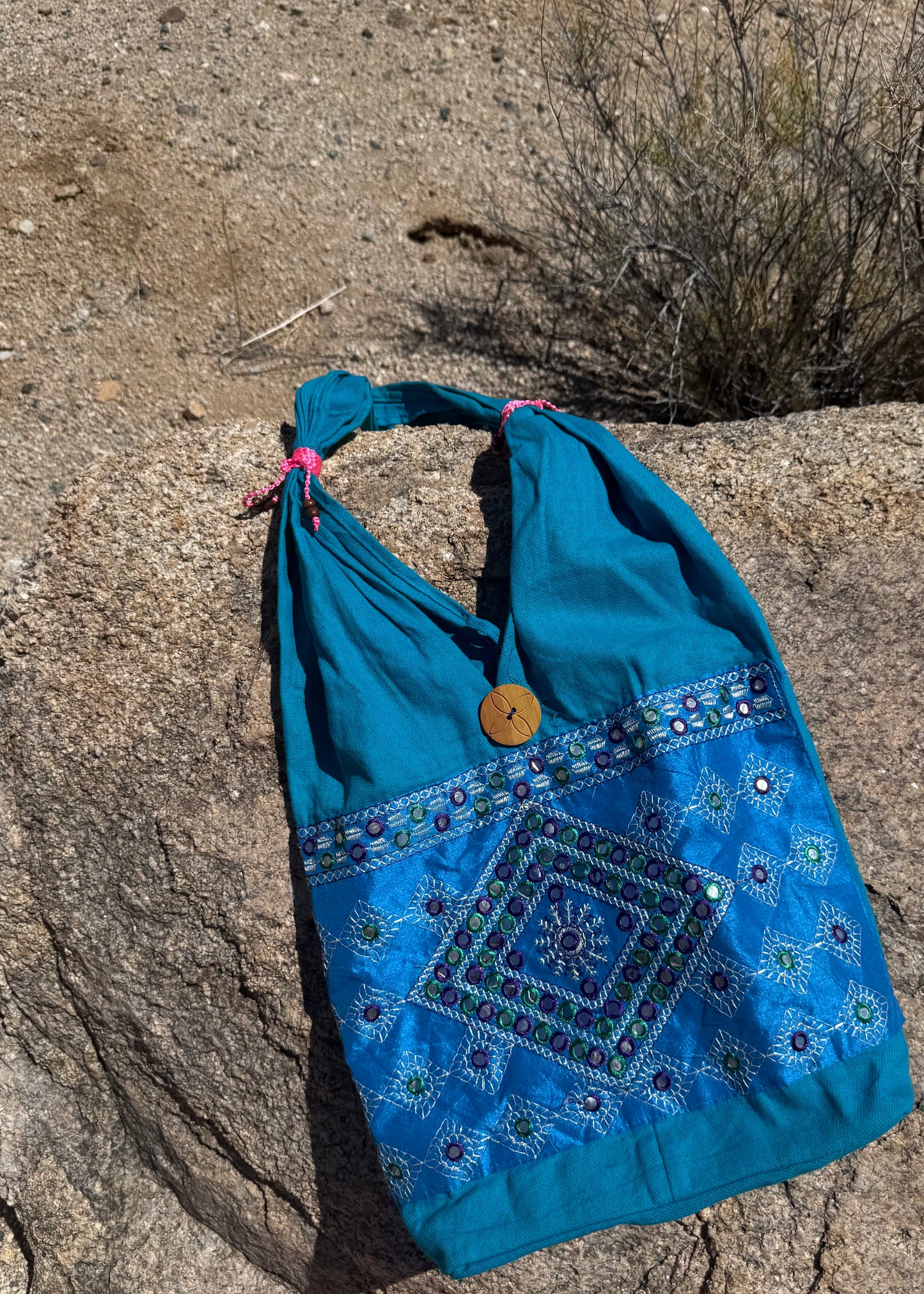 Blue Mirror Embroidered Bag