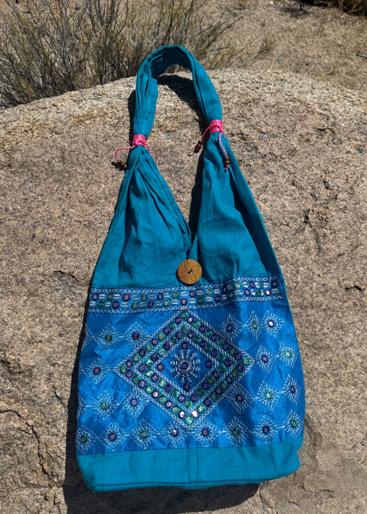 Blue Mirror Embroidered Bag